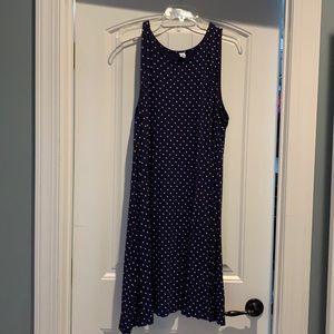 Old Navy - navy with white pok a dots knee length swing dress sleeveless